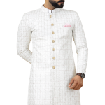 Alluring White Thread Embroidered Sherwani | Father Son Combo | Perfect Groom Wear Achkan